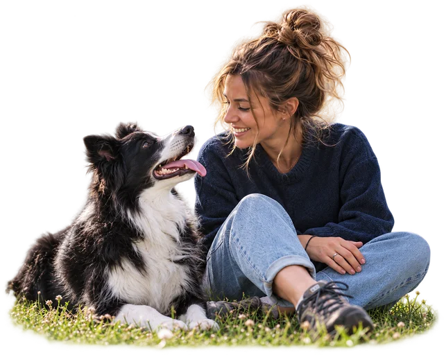 Une éducatrice et son border collie, image d’illustration